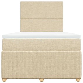 Cama boxspring com colchão 120x190 cm tecido cor creme