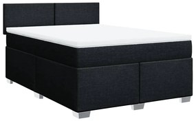 Cama com molas/colchão 160x200 cm tecido preto