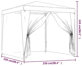 Tenda de Jardim 2,5x2,5m com 4 Paredes Laterais em Rede - Várias Cores