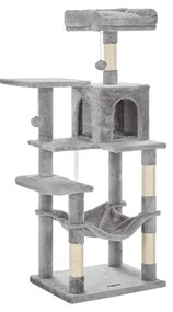 Árvore para gatos FEANDREA, Condomínio para gatos com rede, 143 cm, cinza claro PCT161W01