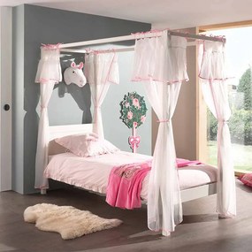 Cama Infantil (90 x 200 Cm) PINO com tecido AMORI BRANCA
