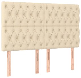 Estrutura de cama sem colchão 160x200 cm tecido cor creme