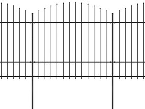 Cerca de jardim com topo em lanças (1,5-1,75)x11,9 m aço preto