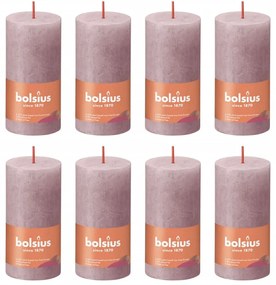 440801 Bolsius Velas rústicas cilíndricas Shine 8 pcs 100x50 mm rosa cinza