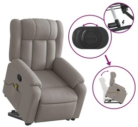 Poltrona elevatória de massagens tecido cinzento-acastanhado