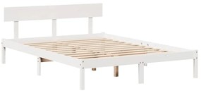 Cama sem colchão 140x200 cm madeira de pinho maciça branco
