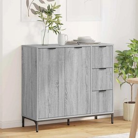vidaXL Buffet Sonoma cinzento 89,5 x 33 x 82 cm Madeira processada