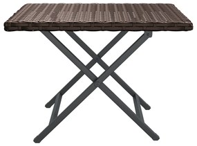 Mesa dobrável 45x35x32 cm vime PE castanho