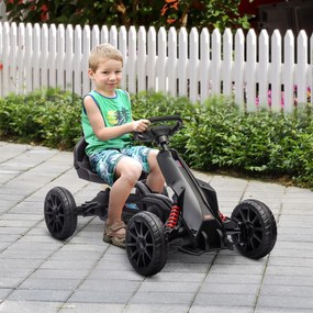 Kart a Pedais para Crianças com Assento Ajustável em 4 Posições, Travão de Mão e Rodas de EVA 100x58x58,5 cm Preto