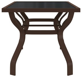 Mesa de jardim 180x80x70 cm aço e vidro castanho/preto