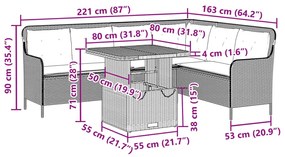 2 pcs conjunto sofás de jardim com almofadões vime PE preto