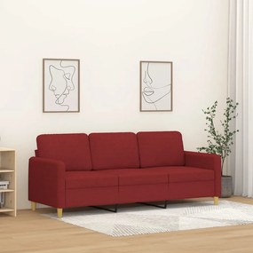 Sofá de 3 lugares tecido 180 cm vermelho tinto