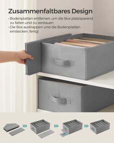 Conjunto de 6 organizadores para roupeiro, 42 x 30 x 17 cm, Cinzentos