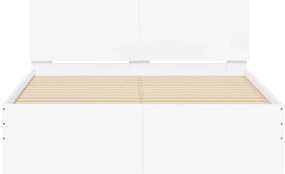 Estrutura de cama com cabeceira e luzes LED 135x190 cm branco