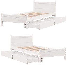 Cama sem colchão 90x190 cm madeira de pinho maciça branco