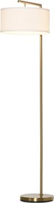 Candeeiro de pé com abajur em tecido de linho e base redonda estável para sala, escritório ou quarto – 47 x 37 x 153 cm, dourado e branco