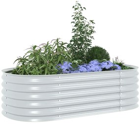 Canteiro elevado de jardim aço galvanizado 160x80x44cm prateado