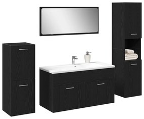 Conjunto de Móveis para Casa de Banho 4 Peças Carvalho Preto Madeira E
