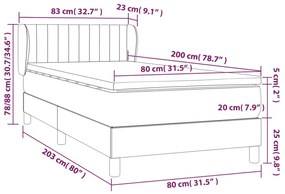 Cama com molas/colchão 80x200 cm tecido cinza-claro