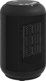 HOMCOM Aquecedor auxiliar cerâmico PTC, aquecedor elétrico com ventilador 1500 W, termostato ajustável, 14 x 14 x 21,5 cm, preto | Aosom Portugal