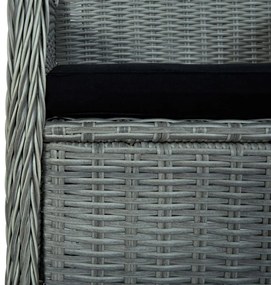 7 pcs conj. jantar exterior + almofadões vime PE cinzento-claro