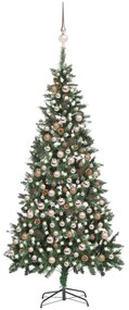 vidaXL Árvore Natal artificial pré-iluminada c/ bolas e pinhas 210 cm