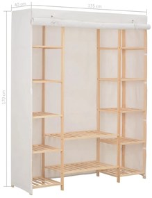 Roupeiro 135x40x170 cm tecido branco
