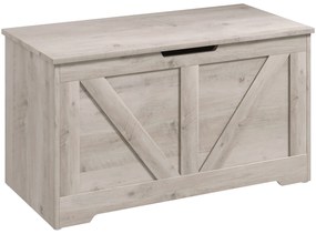 Baú de Armazenamento 100L Baú de Arrumação com Tampa e Dobradiça de Segurança 80x40x45 cm Cinzento Claro
