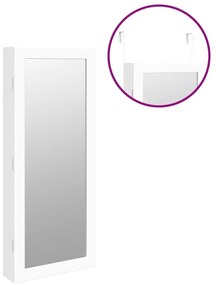 Móvel para joias de parede espelhado com luzes LED branco