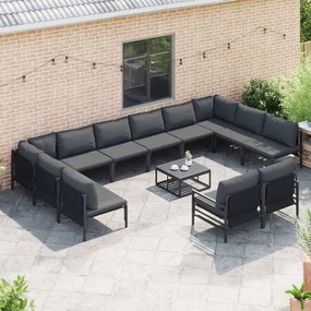 Conjunto de Sofá de Jardim 12 pcs Cinzento-escuro Aço