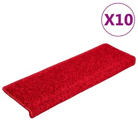 Tapetes de escadas 20 pcs 65x21x4 cm vermelho