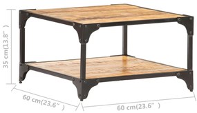 Mesa de centro 60x60x35 cm madeira de mangueira maciça