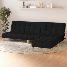 3080536 vidaXL Sofá-cama de 2 lugares com apoio de pés tecido preto