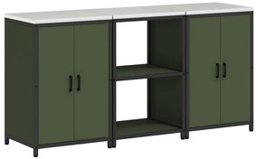 Conjunto de Armazenamento de Cozinha 3 pcs Verde Oliva