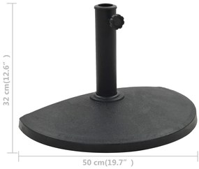 Base de guarda-sol semicircular poliresina 9 kg preto