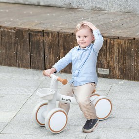 Bicicleta sem Pedais para Crianças de 12-36 Meses Bicicleta de Equilíbrio com Assento Ajustável 56x27x39 cm castaanho