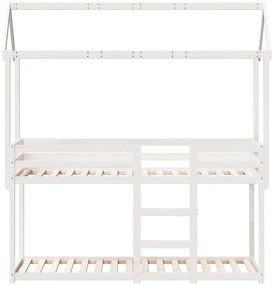 Beliche com telhado 90x200 cm madeira de pinho maciça branco