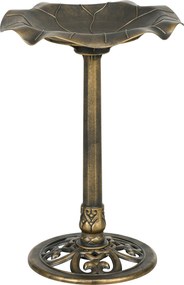 Banho para Pássaros de Jardim Exterior 71 cm com Design Folha de Lótus e Acabamento Envelhecido Leve e Resistente Bronze