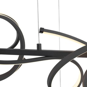 LED Candeeiro suspenso de design preto retangular regulável em 3 níveis - Krisscross Moderno