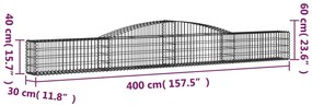 Cestos gabião arqueados 9 pcs 400x30x40/60 cm ferro galvanizado