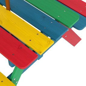 Mesa de Piquenique para Crianças em Madeira com 2 Bancos e Chapéu de S