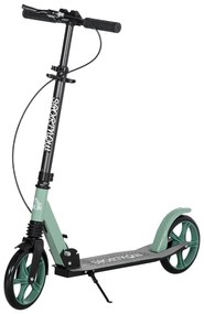 HOMCOM Trotinete Dobrável com Guiador Ajustável Rodas Grandes de 200mm Amortecimento e Travão Carga Máx. 100kg 91,5x36,5x91-104 Verde