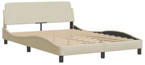 Cama com colchão 140x200 cm tecido cor creme