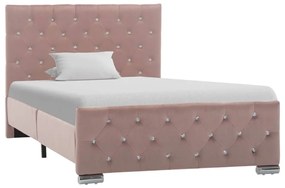 vidaXL Estrutura de cama 100x200 cm veludo rosa