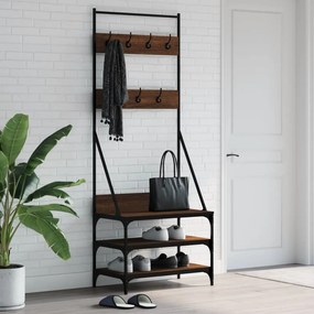 vidaXL Bengaleiro c/ arrumação calçado 70x40x184 cm carvalho castanho