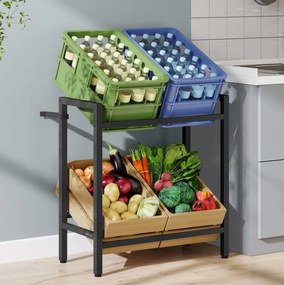 Estante para caixas de bebidas 36 x 70 x 81 cm com 2 níveis para 4 caixas, Preto