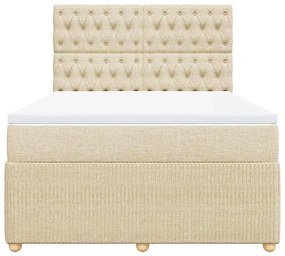 Cama com molas/colchão 140x200 cm tecido cor creme