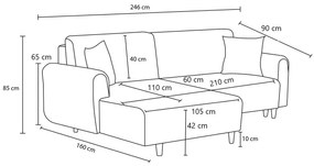 Sofá-Cama de Canto Mane – Creme – 246 x 85 x 160 cm
