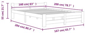 Estrutura de cama 160x200 cm madeira pinho maciço castanho mel