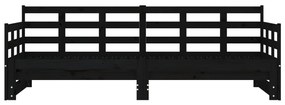 Estrutura sofá-cama de puxar pinho maciço preto 2x(90x190) cm